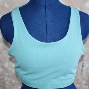 dip Size Large Blue Ribbed Sports Bra Removable Pads